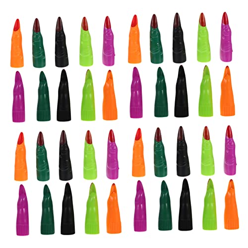 BESPORTBLE 50 Stück Halloween Hexenfinger Fake Finger Requisiten für Kostüme Gruselige Accessoires Grün Orange und Schwarz für Partys und Aufführungen von BESPORTBLE