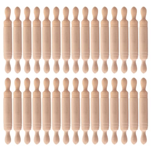 BESPORTBLE 50 Stück Mini Nudelhölzer Aus Holz – Winzige Backwerkzeuge Simulation Von Nudelholzmodellen Für Puppenhaus Küchendekor Zubehör von BESPORTBLE