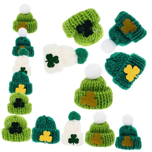 BESPORTBLE 50 Stück Mini Strickmützen Saint Patrick DIY Zubehör Bunte Kleine Wollmützen mit Grün Weißen Farbdetails Vielseitige Mini Hüte für Puppen Bastelprojekte und Partydekorationen von BESPORTBLE