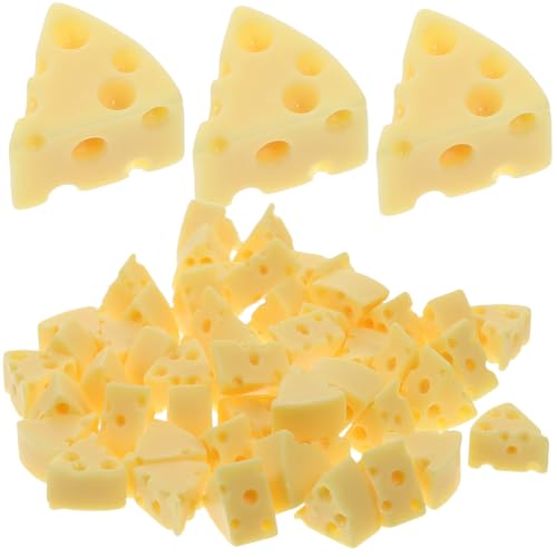 BESPORTBLE 50 Stück Realistische Miniatur käsemodelle aus Resin Detailgetreue Künstliche Käse Dekoration für DIY Bastelprojekte und Wohnraumgestaltung Gelb von BESPORTBLE