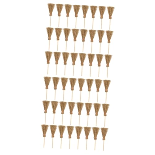 BESPORTBLE 50 Stück Teiliges Miniatur Besen mit Seil Puppenhaus Zubehör aus Sicherem Holz Realistische Mini Brooms Ornamente für DIY Bastelprojekte Hexenbesen Deko für Feengarten und von BESPORTBLE