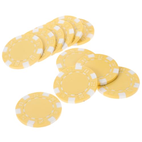 BESPORTBLE 50 Stück Teiliges Poker Chips aus Robustem Kunststoff Glatte Oberfläche Leicht und Tragbar für Pokerabende Hold'em und Partyspiele Gelbe Ausführung für Komfortables Spielgefühl von BESPORTBLE