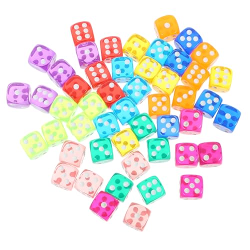 BESPORTBLE 50 Stück Teiliges Transparentes Farbiges Acryl würfelset mit Abgerundeten Ecken Langlebige Spielwürfel für Brettspiele Party Accessoires und Unterhaltungsspielzeug von BESPORTBLE