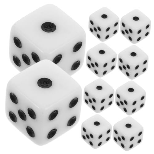 BESPORTBLE 50 Stück Weißer Würfel Sechsseitige Standardwürfel mit Schwarzen Punkten für Brettspiele und Unterrichtsaktivitäten für Mathematik und Freizeitspiele von BESPORTBLE