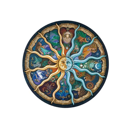 BESPORTBLE 500Stücke Rundes Teile Puzzle für Farbintensives Zodiac Design für Freunde Spaß Beim Zusammenbauen Präzise Schnitte und Lebendige Farben von BESPORTBLE
