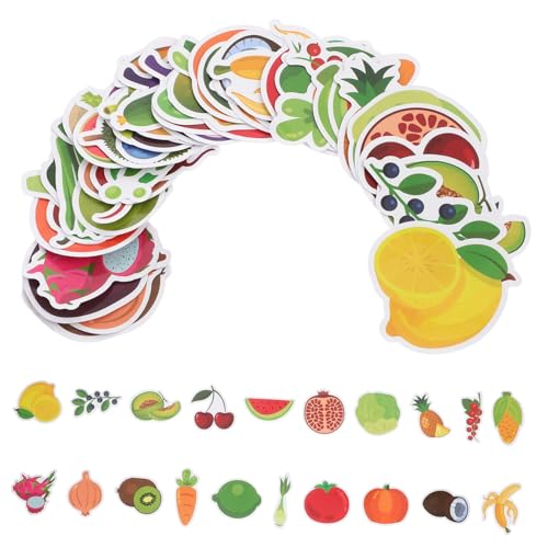 BESPORTBLE 50Stücke Cartoon Obst und Gemüseaufkleber für Lehrreiche und Dekorative Sticker für Scrapbooking Fensterdeko und Fahrradgestaltung für Kreative Bastelprojekte von BESPORTBLE