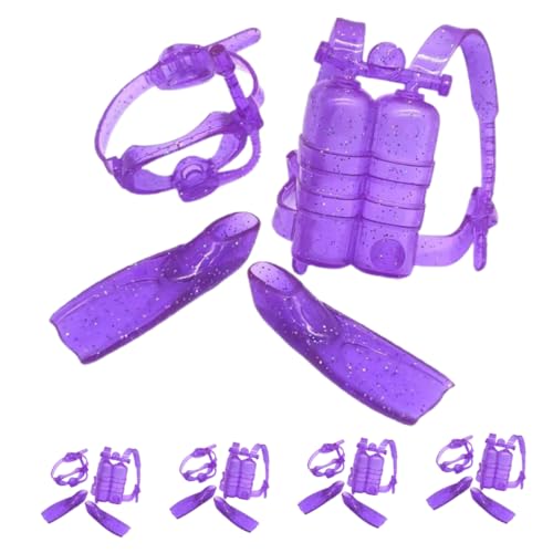 BESPORTBLE 5Sätze Puppen Tauchausrüstung Puppen Tauchset Mit Taucherbrille Sauerstoffflasche Und Flossen Puppenzubehör Für Unterwasserabenteuer von BESPORTBLE