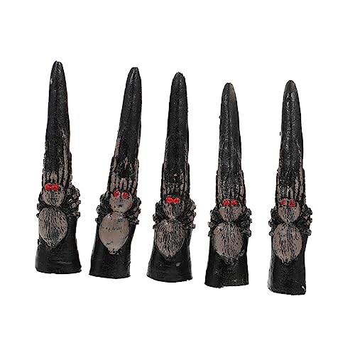 BESPORTBLE 5Stücke Chic Halloween Fingernägel Falsche Nagelabdeckungen für Hexenfinger Horror Requisiten für Kostümparty und Maskerade Langlebiges Sicheres Kunststoffmaterial von BESPORTBLE