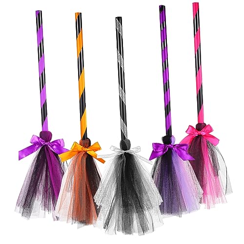 BESPORTBLE 5Stücke Halloween Hexenbesen Kostüm Accessoires für Halloween Dekoration und Party Langlebig und Wiederverwendbar für Verschiedene von BESPORTBLE
