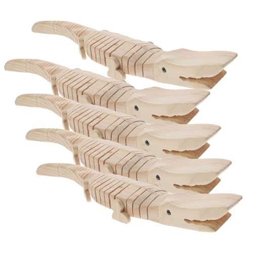BESPORTBLE 5Stücke Holz Unvollendetes DIY Modell Lernspielzeug Für Krokodilspielzeug Aus Holz Zum Bemalen Lange Krokodilfiguren von BESPORTBLE