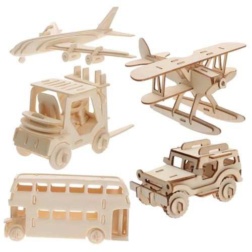 BESPORTBLE 5Stücke Teiliges Holzspielzeug DIY Puzzle Modellbau für Wasserflugzeug Passagierflugzeug Bus und Gabelstapler Fördert Logisches BESPORTBLE 5Stücke Teiliges Holzspielzeug DIY Puzzle Modellbau für Wasserflugzeug Passagierflugzeug Bus und Gabelstapler Fördert Logisches von BESPORTBLE