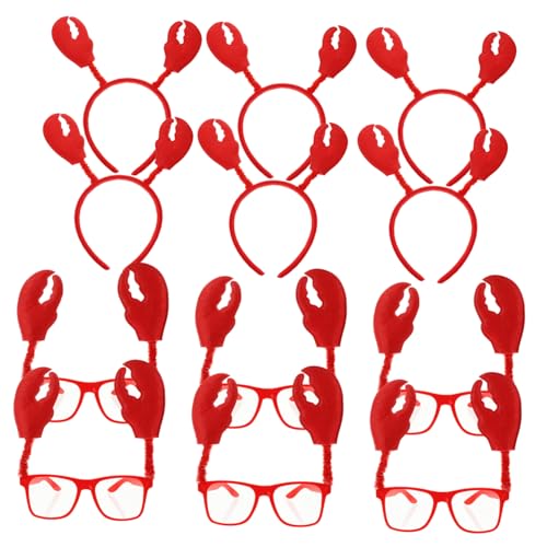 BESPORTBLE 6 Sätze Cartoonstirnband Halloween Bands Haarbänder Stirnbänder tierhaarreifen tierkostüme orgie faschings reluval Krabbenhaarzubehör Krabben-Cosplay-Kostüm Vlies rot von BESPORTBLE