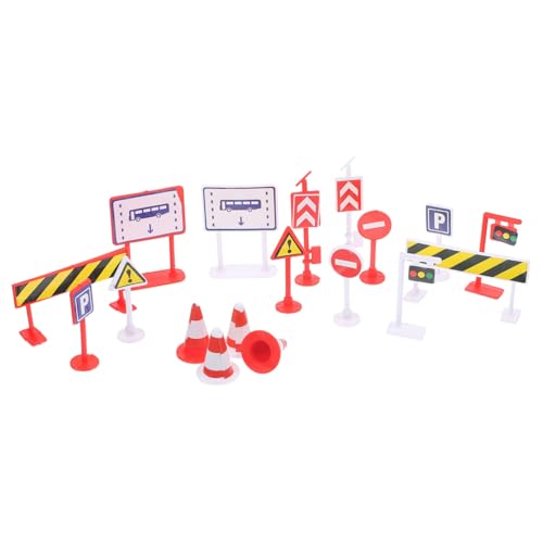 BESPORTBLE 6 Sätze Teilige Verkehrszeichen Spielset für Farbigen Straßenschildern und Miniatur Roadblocks Leicht Lehrreich Fördert Motorische Fähigkeiten und Verkehrssicherheitsspielzeug von BESPORTBLE