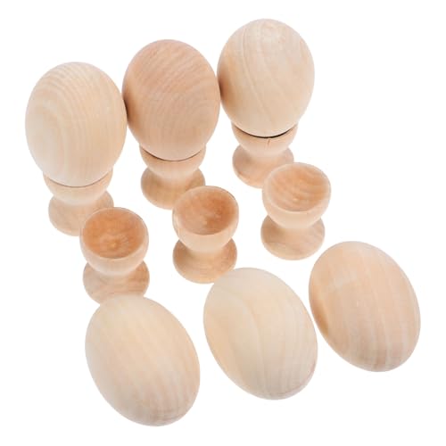 BESPORTBLE 6 Sätze Teiliges Holz Eier Bastelset für Glatte Oberfläche DIY Bemalbare Ostereier Sichere Holz Eier als Dekorative Eierständer für und Wohnraumgestaltung von BESPORTBLE