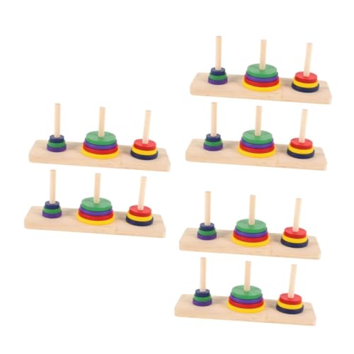 BESPORTBLE 6 Stück Buntes Holz Puzzle Spiel Intelligentes Denkspiel Tower of Hanoi Geschicklichkeitsspiel für Erwachsene und Kreatives Logikspiel für Zuhause und Party von BESPORTBLE
