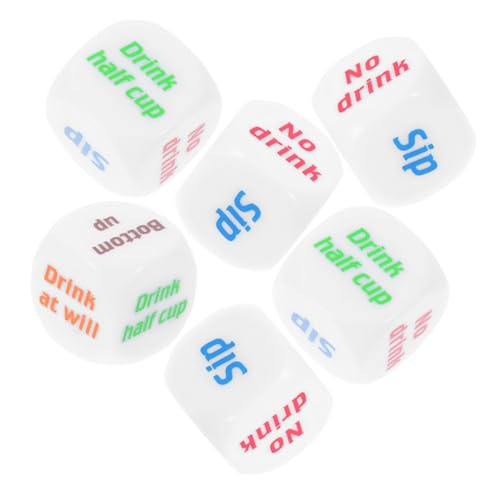 BESPORTBLE 6stücke Acryl Zahlenwürfel Für Trinkspiele Getränkewürfel Mahjong-würfel Barspiele Craps-würfel Fußball-trinkwürfel Partywürfel Für Erwachsene von BESPORTBLE