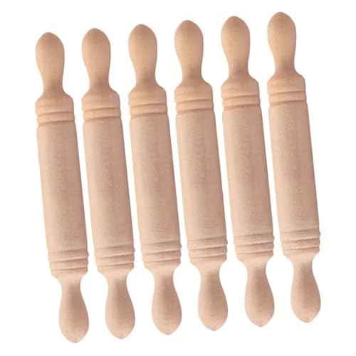 BESPORTBLE 6 Stück Mini Nudelholz aus Holz Kleine Teigrolle für Kinderküchen Realistisches Miniatur Nudelholz für Kreatives Basteln und Rollenspiele von BESPORTBLE
