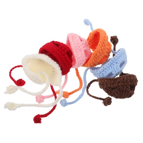 BESPORTBLE 6stücke Puppenmütze Gestrickt Mini-strickmützen Für Kleine Tiere Garn-Kopfbedeckungen Weinflaschenaufsatz-mützen Kleine Strickmützen Für Tierdekorationszubehör Belüfteter von BESPORTBLE