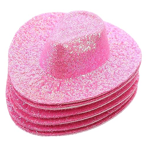 BESPORTBLE 6 Stück Mini Western Hüte aus Künstlichem Leder Glitzer Mini Cowboy Hüte für Puppen DIY Leichte Austauschbare für Puppenhaus Dekoration von BESPORTBLE