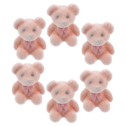 BESPORTBLE 6 Stück Miniatur Bär Deko Flock für Hochzeiten Partys DIY Tierfiguren mit Loch für Kreative Gestaltung Hochwertige Hochzeitsdeko von BESPORTBLE