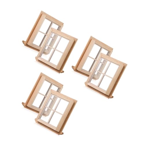 BESPORTBLE 6 Stück Miniatur Holzfensterrahmen Rustikale Puppenhaus Fenster Deko Stabile DIY Modelle für Kleine Puppenmöbel Realistische Fach Fenster Kindgerechtes Zubehör von BESPORTBLE