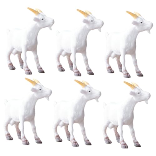 BESPORTBLE 6 Stück Miniatur Ziegenfiguren aus PVC Detailgetreue Garten und Dekoration Kleine Künstliche Ziegen für DIY Bastelprojekte Tisch und Gartendeko von BESPORTBLE