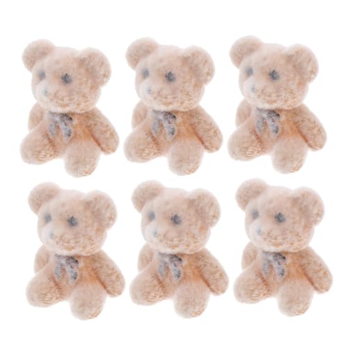 BESPORTBLE 6 Stück Miniature Flocked Bears Süße Dekorationen für Geburtstagsfeiern Hochzeiten und DIY Projekte Charmante Anhänger für Partys und Helles Braun von BESPORTBLE