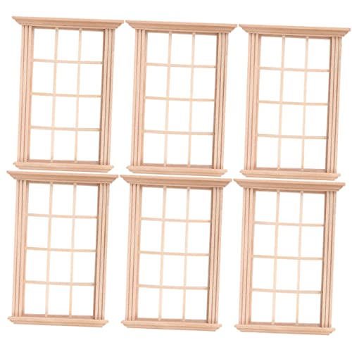 BESPORTBLE 6 Stück Puppenhaus Zubehör Detailreiche DIY Fenster Möbel für Miniaturhäuser Lebensechte Fensterdekoration für Kleine Puppenhausmöbel von BESPORTBLE