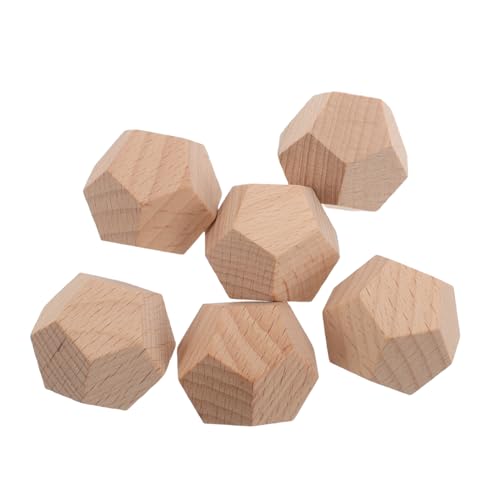 BESPORTBLE 6 Stück Seitige Holz Würfel Blanko Würfel aus Robustem Holz Unvollendete DIY Holzblöcke für Bastelprojekte Personalisierbare Spielwürfel für Brettspiele und Kreative Geschenke von BESPORTBLE