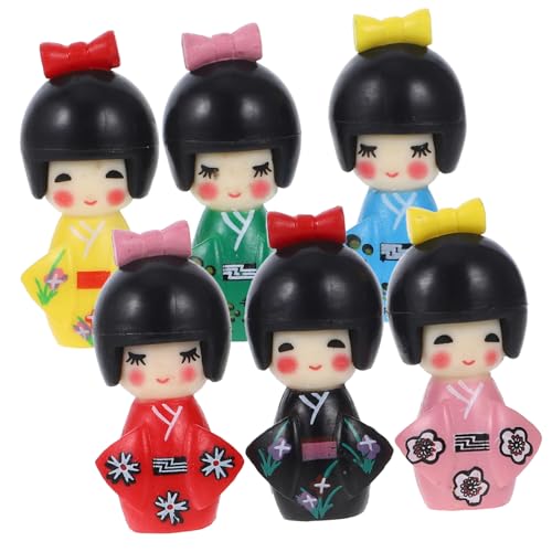 BESPORTBLE 6 Stück Teiliges Adorable Kimono Puppen Japanische Handwerkskunst PVC Kimono Mädchen für Kreative Dekoration und Puppenspiel Wohnaccessoires von BESPORTBLE