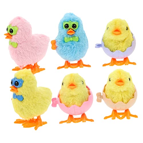BESPORTBLE 6 Stück Teiliges Aufziehspielzeug Huhn Lustige Mechanische Hühnchen für Mitgebsel für Ostern und Geburtstagsfeiern Bunte Eier Designs Braun Rosa Blau Gelb von BESPORTBLE