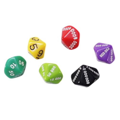 BESPORTBLE 6 Stück Teiliges Bunter Langlebiger Spielwürfel aus Kunststoff mit Großen Zahlen Vielseitige Spielwürfel für Brettspiele Party und Familienrunden Geeignet als Zufällige Farbe von BESPORTBLE