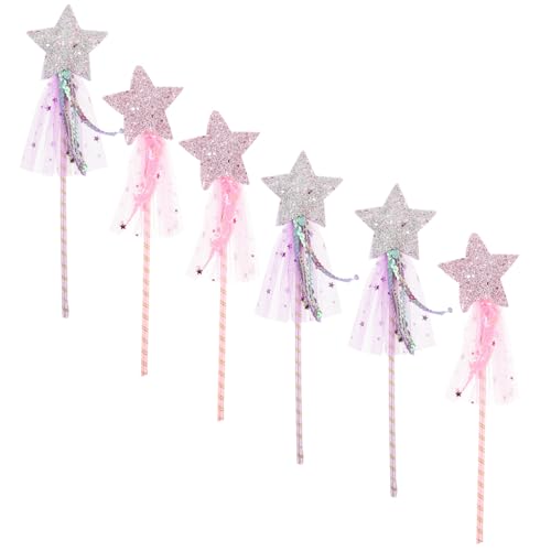 BESPORTBLE 6 Stück Teiliges Feenstab für Mädchen Leichte Kindgerechte Zauberstab mit Glitzerstern Farblich Gemischt für Rollenspiele Bühnenauftritte Kostümpartys und Fantasievolles Spiel von BESPORTBLE
