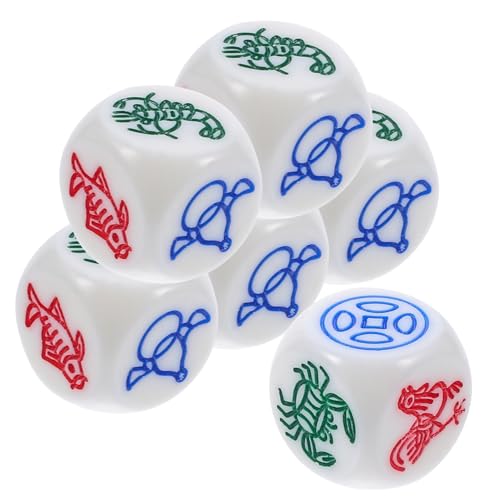 BESPORTBLE 6 Stück Teiliges Fish Shrimp Crab Würfelspiel Lustige Leichte Resin Würfel mit Abgerundeten Ecken für Familien Partys Ktv und Unterhaltung Kompakte Verschleißfest und Handlich von BESPORTBLE