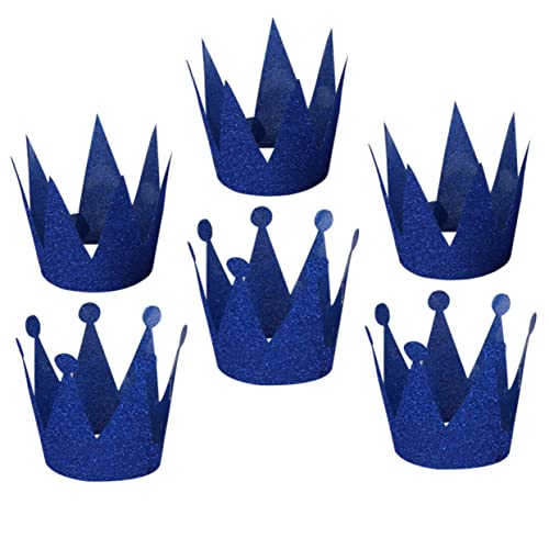 BESPORTBLE 6 Stück Teiliges Geburtstagshüte PVC Doppelseitig Glitzernde Party Kronen Blau Prinzessin Prinz Dekorative Geburtstagsmützen Für Festliche Fotos und Feiern von BESPORTBLE