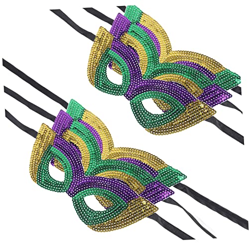 BESPORTBLE 6 Stück Teiliges Glitzer Maske für Karneval Maskenball und Cosplay Farbige Halbmaske Gold und Grün für Partys Halloween und Festivals von BESPORTBLE