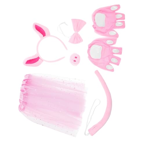 BESPORTBLE 6 Stück Teiliges Halloween Schwein Kostüm für Rosa Schweineohren Haarreif Rock Handschuhe und Fliege Bequeme Party kleidung für Mädchen für Halloween Karneval und von BESPORTBLE