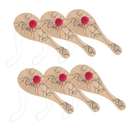 BESPORTBLE 6 Stück Teiliges Handgemaltes Holz Paddelball Set für DIY Bastelspielzeug zum Malen und Ausfüllen für Familienfeiern und Feiertagsdekorationen BESPORTBLE 6 Stück Teiliges Handgemaltes Holz Paddelball Set für DIY Bastelspielzeug zum Malen und Ausfüllen für Familienfeiern und Feiertagsdekorationen von BESPORTBLE
