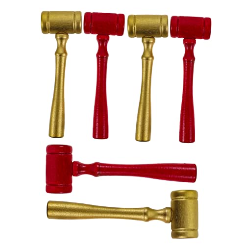 BESPORTBLE 6 Stück Teiliges Holz Richterhammer Leichtes Handliches Gerichtsspielzeug für Rollenspiele Auktionen und Juristische Kostüme Robustes DIY Handwerksgeschenk Dunkelrot Goldfarben von BESPORTBLE