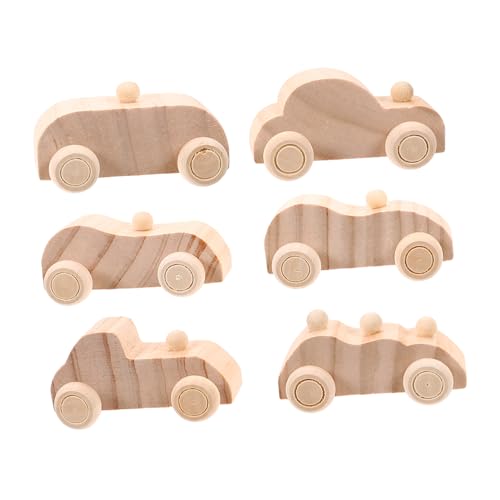 BESPORTBLE 6 Stück Teiliges Holzspielzeug Autos zum Bemalen DIY Graffiti Mini Autos für Kreative Bastelidee Feinmotorik und Fantasie Unbemalt für Kindergarten und Bastelprojekte von BESPORTBLE