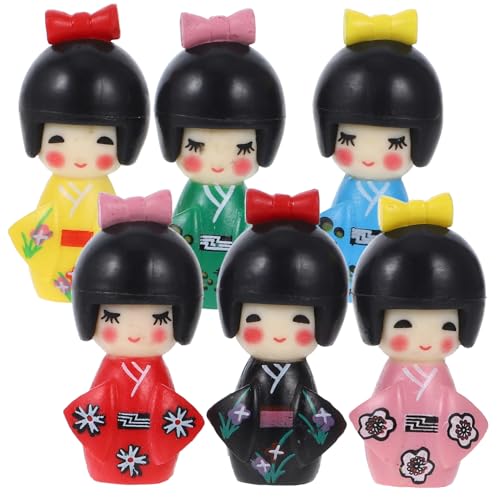 BESPORTBLE 6 Stück Teiliges Japanische PVC Puppen mit Kimono Detailreiche Handarbeit Hochwertige Sammlerfigur Dekorativ für Zuhause und Büro Niedliche Orientalische Miniaturspielzeuge von BESPORTBLE