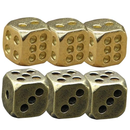 BESPORTBLE 6 Stück Teiliges Kupferwürfel Retro Würfelspielzeug mit Antiken und Vintagefarbenen Würfeln Robustes Zubehör für Party Festival Bar und Brettspiele von BESPORTBLE