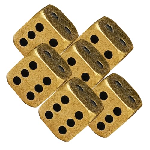 BESPORTBLE 6 Stück Teiliges Messingwürfel Kleine Solide Würfel mit Großen Punkten und Abgerundeten Ecken Langlebig und Handfreundlich Geeignet für Würfelspiele Rollenspiele und Partyspiele von BESPORTBLE