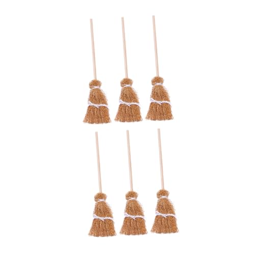 BESPORTBLE 6 Stück Teiliges Mini Besen für Puppenhaus Dekoration Langlebige Miniatur Reinigungswerkzeuge für DIY Projekte und Mikrolandschaften Leichte Braune Farbe von BESPORTBLE