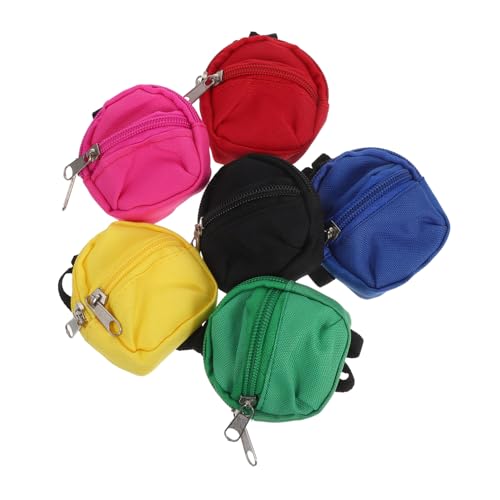 BESPORTBLE 6 Stück Teiliges Mini Puppenrucksack Reißverschluss Leichte Tragbare Schulranzen für Puppen Niedliches Cartoon-Design für Kreatives Rollenspiel und Puppenkleidungszubehör von BESPORTBLE