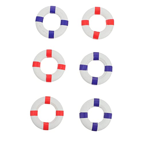 BESPORTBLE 6 Stück Teiliges Miniatur Schwimmring Mediterraner Stil Dekorative Mini in Rot und Blau Langlebige DIY Mikro Landschaftsaccessoires für Puppenhaus und Nautische Dekoration von BESPORTBLE
