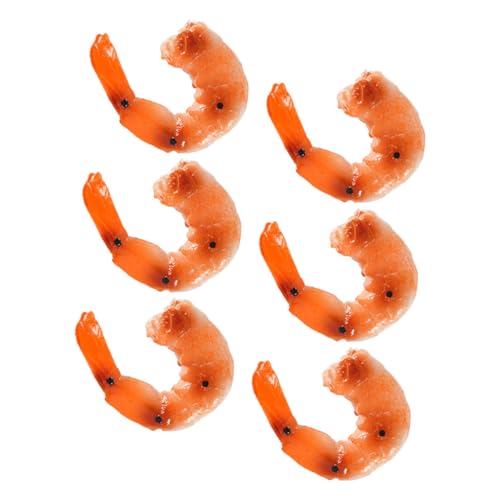 BESPORTBLE 6 Stück Teiliges PVC Garnelenmodell Realistische Künstliche Garnelen Deko Tischdeko Strand Meer Fotorequisite Vielseitig Einsetzbar Langlebig von BESPORTBLE