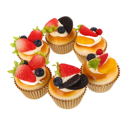 BESPORTBLE 6 Stück Teiliges Realistisches Cupcake Modell aus Weichem PU Material Künstliche Dessert Deko für Foto Shooting Hochzeit Party und Schaufensterdekoration Täuschend Echt von BESPORTBLE