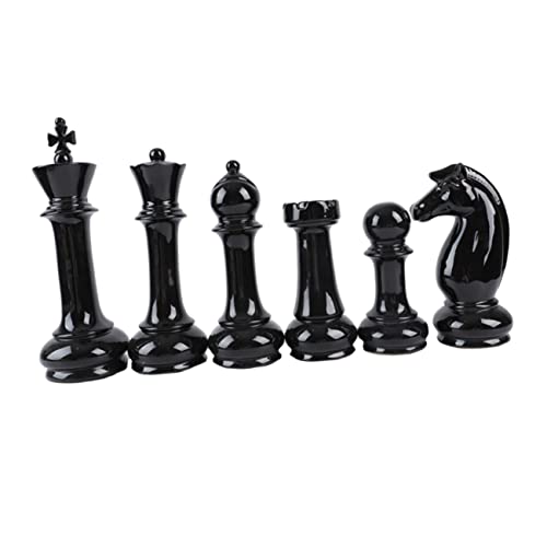 BESPORTBLE 6 Stück Teiliges Schwarzes Keramik Schachspiel Ornament Set Lustige Wohnzimmer Büro Dekoration Künstlerische Glatte Oberfläche Detailreich Klassische Wohnaccessoires von BESPORTBLE