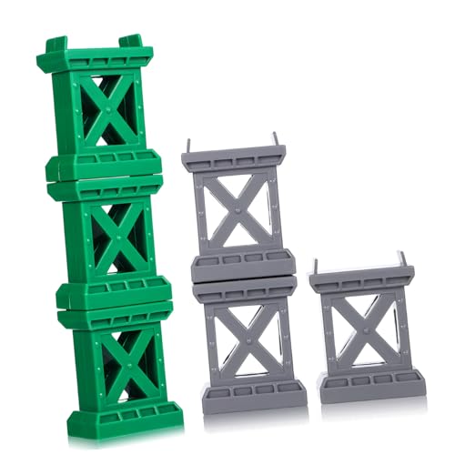 BESPORTBLE 6 Stück Teiliges Stapelbare Brückenpfeiler für Holzeisenbahn Schienenstützen Robuste Eisenbahnbrücke Zubehör Kompatibel mit Kleine Zugsets Spielzeugbahn von BESPORTBLE
